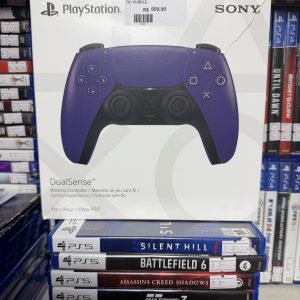 Controle Galactic Purple, PlayStation 5, na caixa.